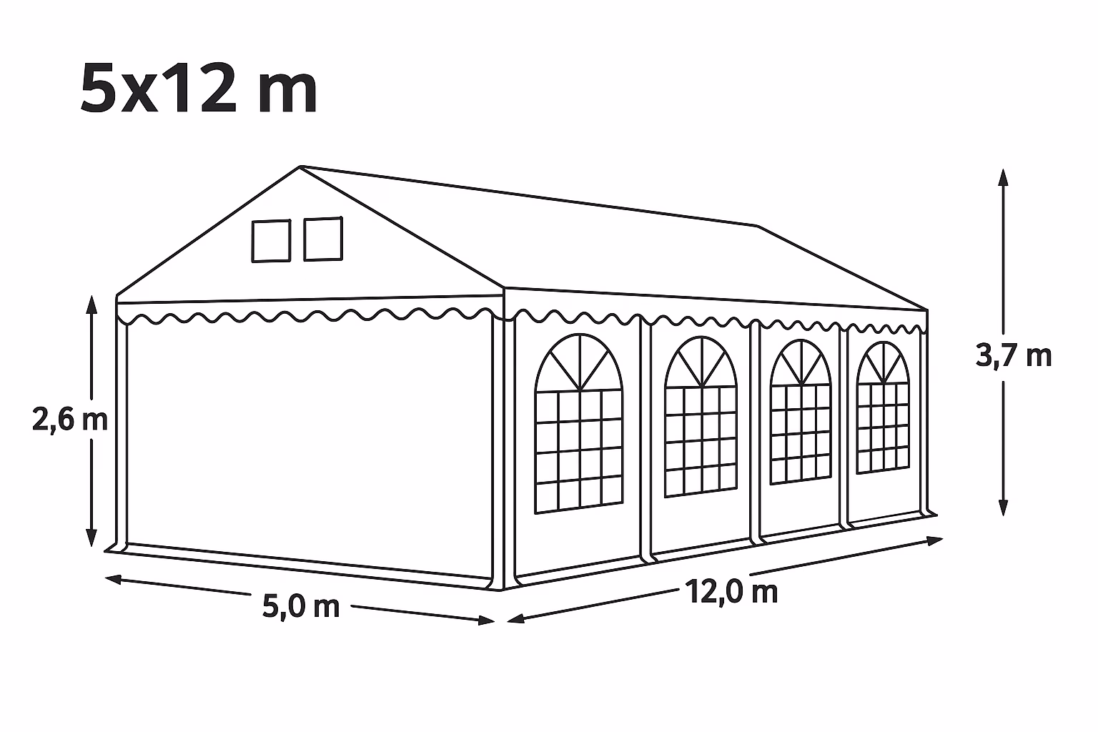 Partyzelt 5 x 12 Meter mieten Zeltverleih in Sinsheim und Umgebung hover