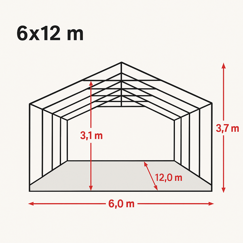 Partyzelt mieten 6 x 12 Meter